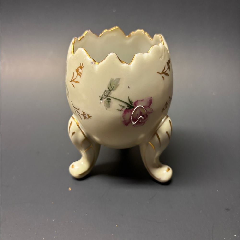 Vintage Inarco Porcelain 3 Footed Cracked Egg Vase
